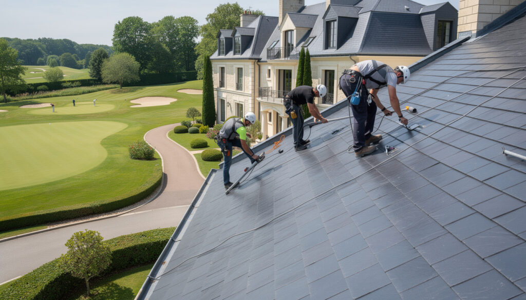 découvrez l'excellence des toitures à saint-nom-la-bretèche, au cœur des résidences de golf de prestige, où la qualité et la perfection des toits sont indispensables.